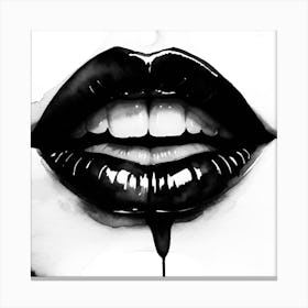 Black And White Lips Canvas Print