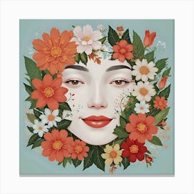 Flower face girl Canvas Print