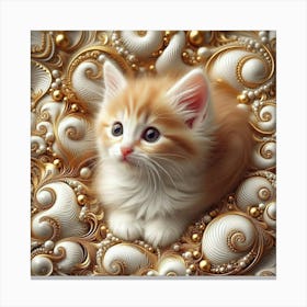 Cat In Pearls Canvas Print