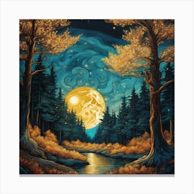 Moonlight In The Forest Canvas Print