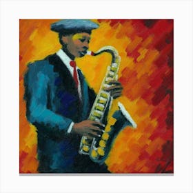 Urban Jazz Saxophonist Print Art Canvas Print