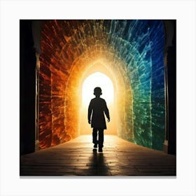 Firefly Whimsical Silhouette Of A Child Emerging Through A Colorful, Ethereal Portal 60080 (2) Canvas Print