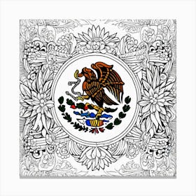 Mexico Flag Coloring Page 10 Canvas Print