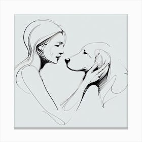 Woman care for her dog Canvas Print