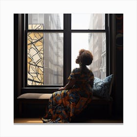 Woman Looking Out A Window 5 Canvas Print