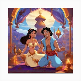 Aladdin And Jasmine Canvas Print