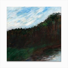 Forest By The Lake - square landscape minimal Anton Maliar painting nature sky Canvas Print