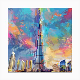 Burj Khalifa Oil Painting 2 Canvas Print