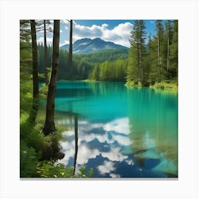 Blue Lake In The Mountains 14 Canvas Print