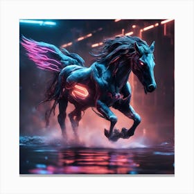 Cyber Horse In Water Canvas Print