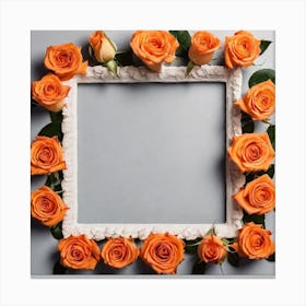 Frame With Orange Roses Canvas Print