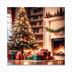 Christmas Tree In The Living Room 56 Canvas Print