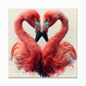 Heart Flamingos Canvas Print