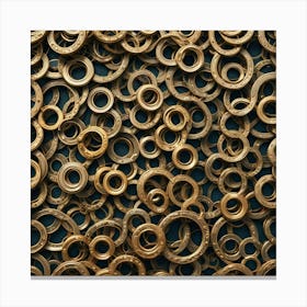 Gold Rings On Blue Background Canvas Print