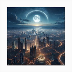 Cityscape At Night Canvas Print