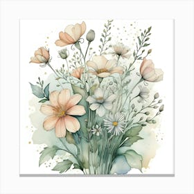 Watercolor Flowers Bouquet 2 Canvas Print