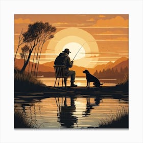 Sunset Fishing Canvas Print