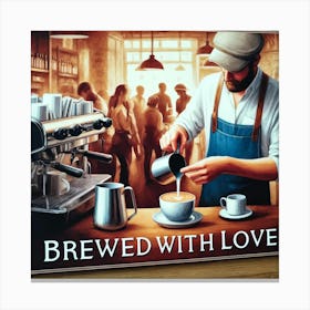 Brewed With Love Coffee Lover Wall Print Art A Lively And Artistic Depiction Of Coffee Culture, Perfect For Bringing Warmth And Creativity To Any Space Canvas Print