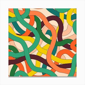 Abstract Wavy Lines Snake Stripes Intertwined Abstract Canvas Print