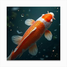 A Surreal Koi Fish With Scales Of Glowing, Fractal Light Swimming In A Mystical Pond Canvas Print