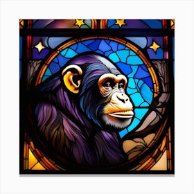 Monkey, chimpanzee, stained glass, rainbow colors 1 Canvas Print