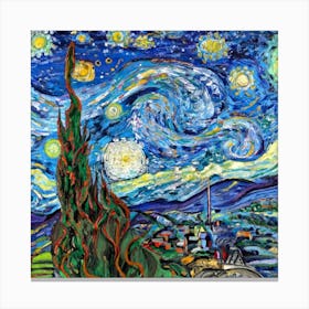 Imbed The Mona Lisa Painting With Stary Nigh Canvas Print