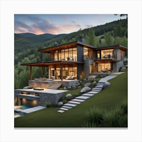 Modern Home In The Mountains 2 Canvas Print