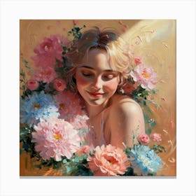 Girl With Flowers Canvas Print