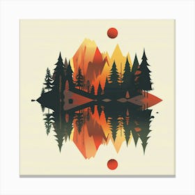 Nature Rocky Mountains Flat Design Minimal Illustration Canvas Print