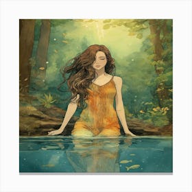 Girl In The Water Canvas Print