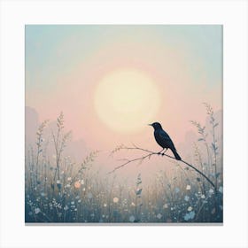 Crow At Sunset 1 Canvas Print