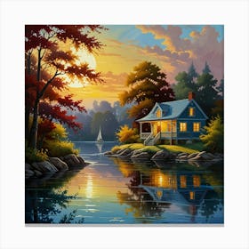 House By The Lake Canvas Print