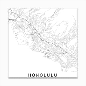 Honolulu Map Canvas Print