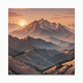 Sunset Mountain Range Canvas Print