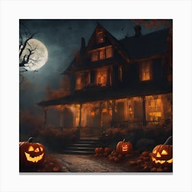 Halloween Haunted House Canvas Print