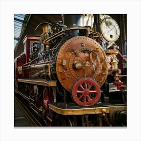 Firefly Steampunk, Train, Victoria, Station, London, Closeup, Industrial, Vintage, Gears, Brass, Mec (2) Canvas Print