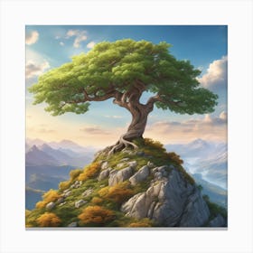 Lone Tree On Top Of Mountain 63 Canvas Print