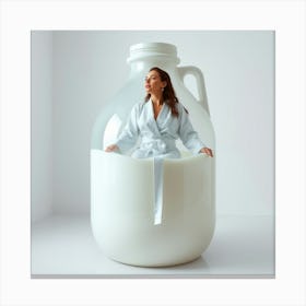 Woman In Milk Jug Canvas Print