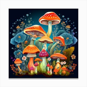 Mushrooms In The Forest 102 Canvas Print