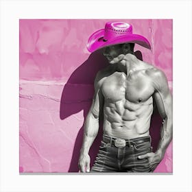 Sexy Cowboy In Pink Hat 1 Canvas Print