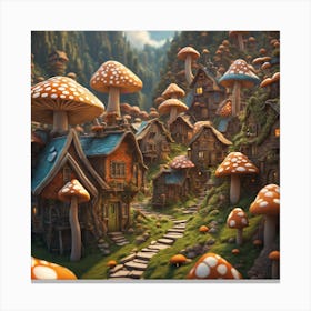 An Intricate Village Made Of Psychedelic Mushrooms Art By Greg Rutkowsk 3d Render By Jacob Lawren Canvas Print