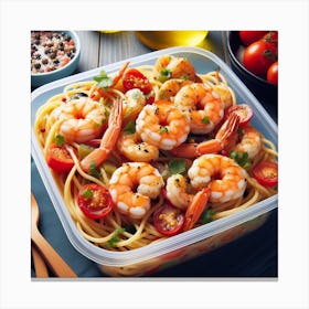 Pasta With Shrimp And Tomatoes Canvas Print