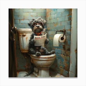 Mabel Reading Newspaper in the Loo Canvas Print
