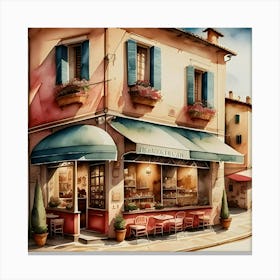 Coffee Shop In France Canvas Print