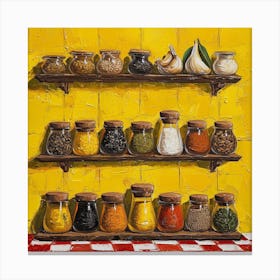 Spices On A Shelf Yellow 3 Canvas Print