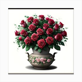 Red Roses In A Vase 1 Canvas Print