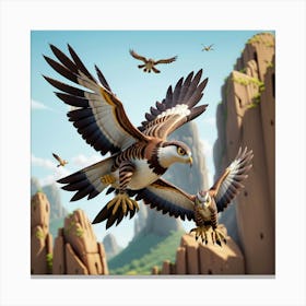 Default A Majestic Predatory Hawk Swoops Down Swiftly Catching 1 Canvas Print