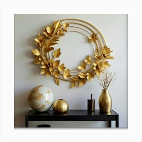 Gold Leaf Wreath Canvas Print