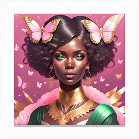 Black Woman With Butterflies Canvas Print
