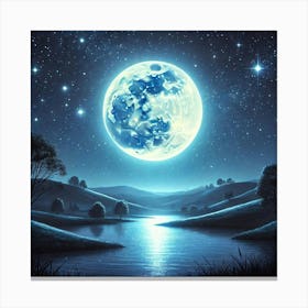 Full Moon Over Lake 8 Canvas Print